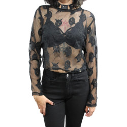 Blusa M/L Encaje Gatos