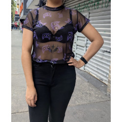 Top Cubano Mesh Gato Cráneo