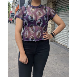 Top Cubano Mesh Gato Retratos