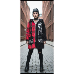 Abrigo Punk cuadros rojos